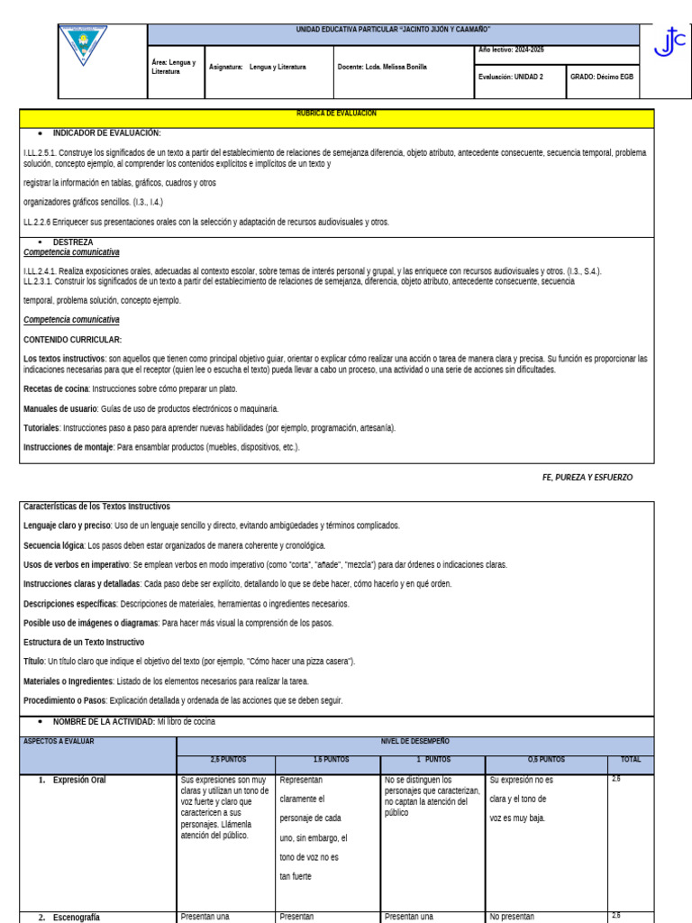 Rúbrica-Proyecto de La Unidad | PDF