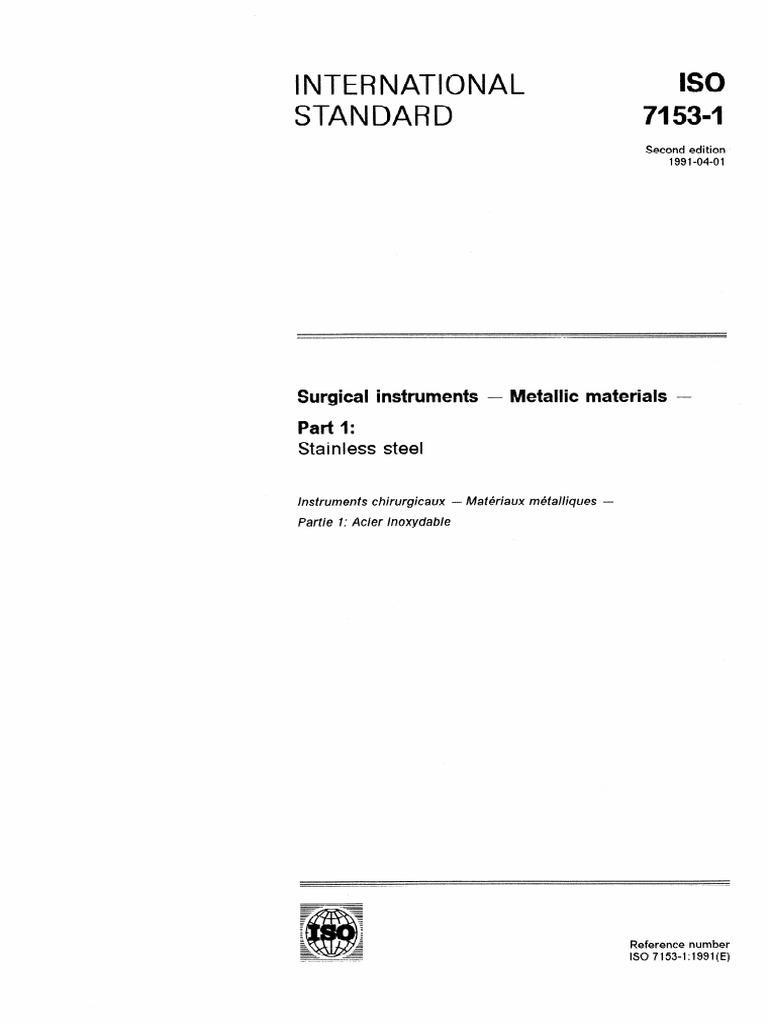 ISO 7153-1: Surgical Steel Standards | PDF | International Organization ...