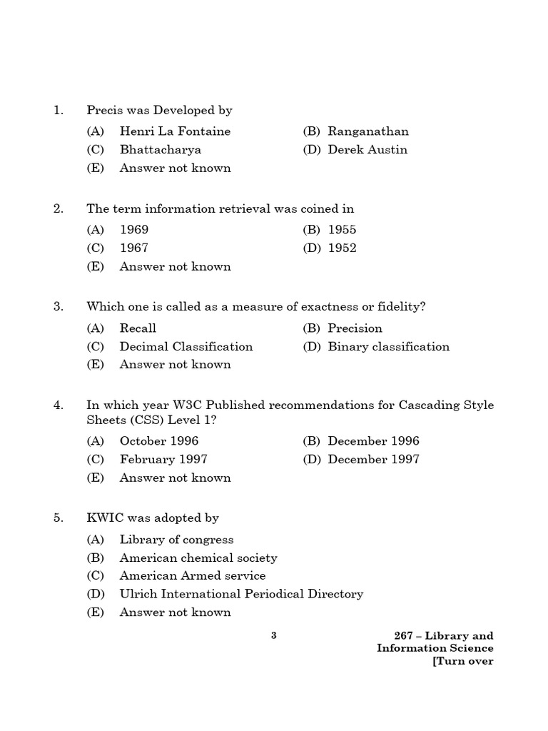 Library and Information Science Quiz | PDF | Computer Data Storage ...
