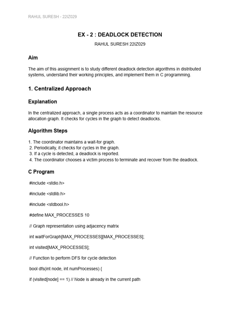 Deadlock Detection Algorithms in C | PDF | Applied Mathematics | Algorithms