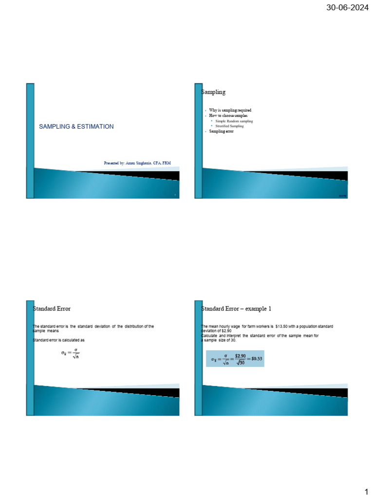 Samplng Estimation - Sent To Zell | PDF | Standard Error | Errors And ...