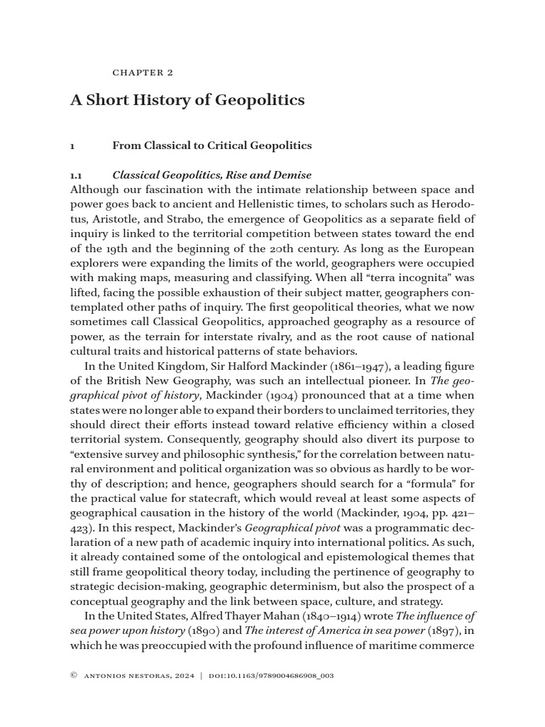 History of Classical Geopolitics | PDF | Geopolitics