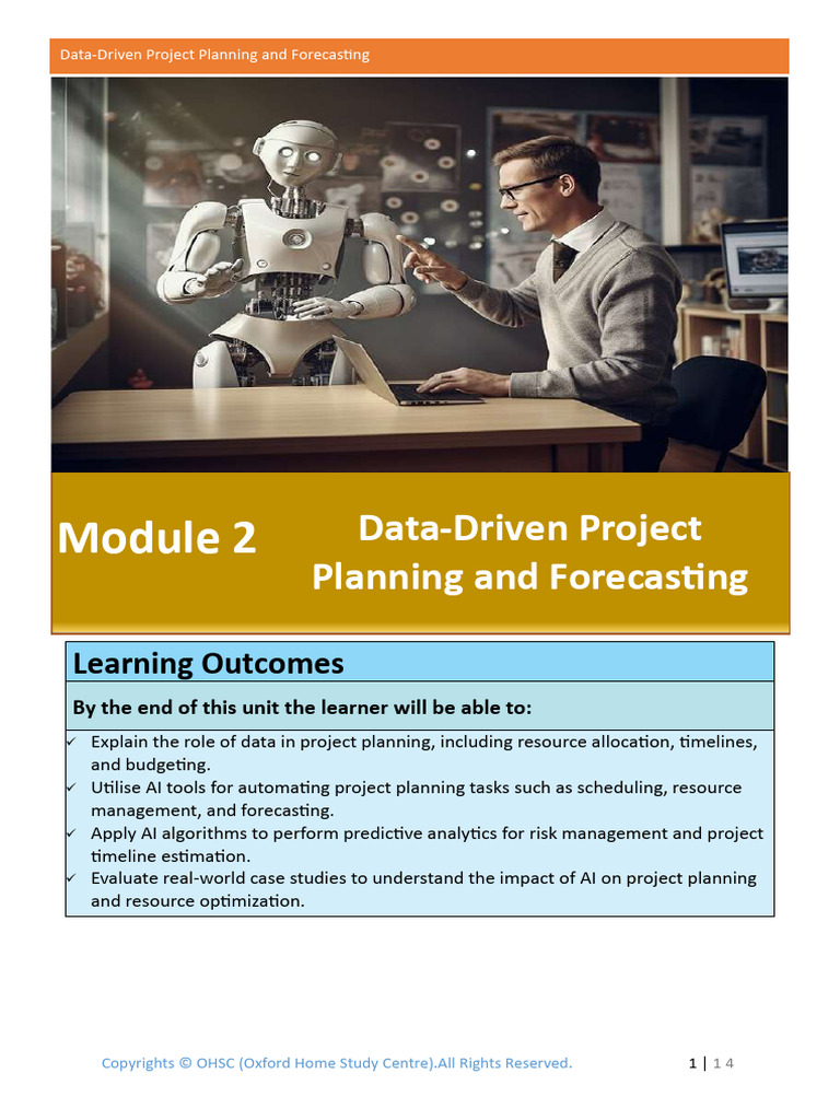 Module 2 Data Driven Project Planning And Forecasting Pdf