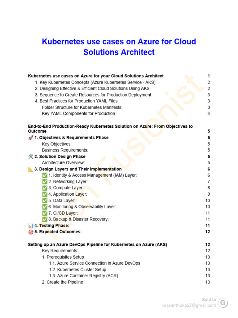 Kubernetes On Azure - Solution Architect | PDF | Data Management | Software