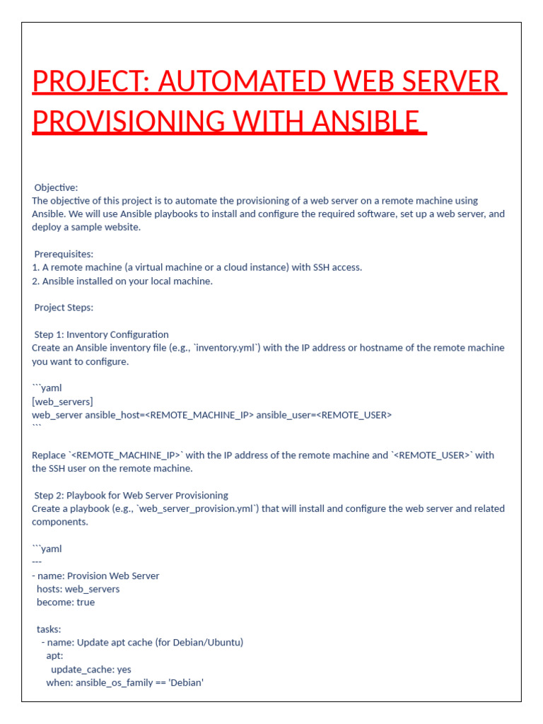 Ansible Web Server Automation Guide | PDF | Web Server | Internet & Web