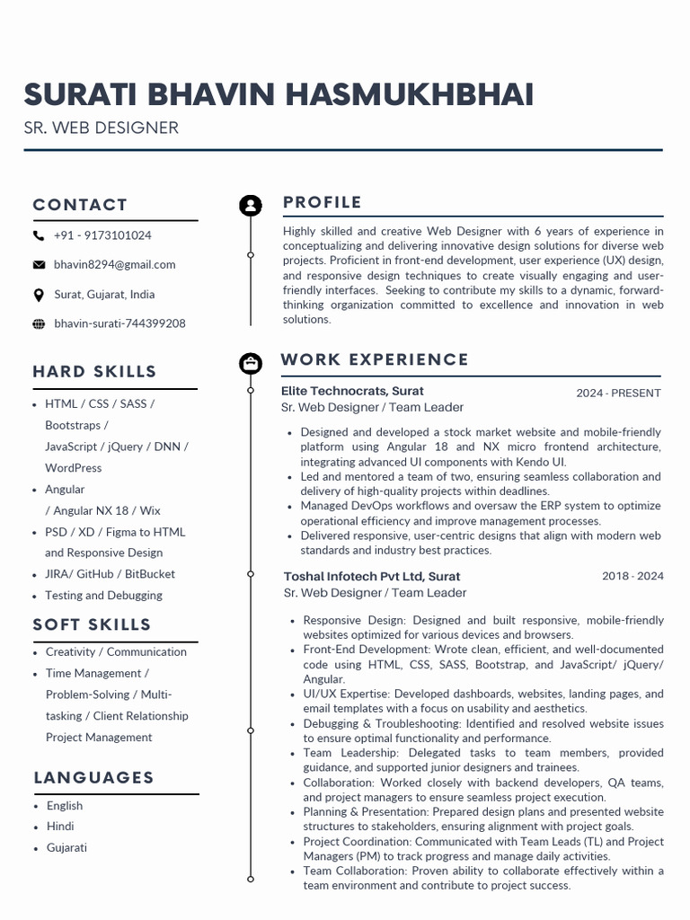 Senior Web Designer Profile Summary | PDF | Web Design | Bootstrap ...