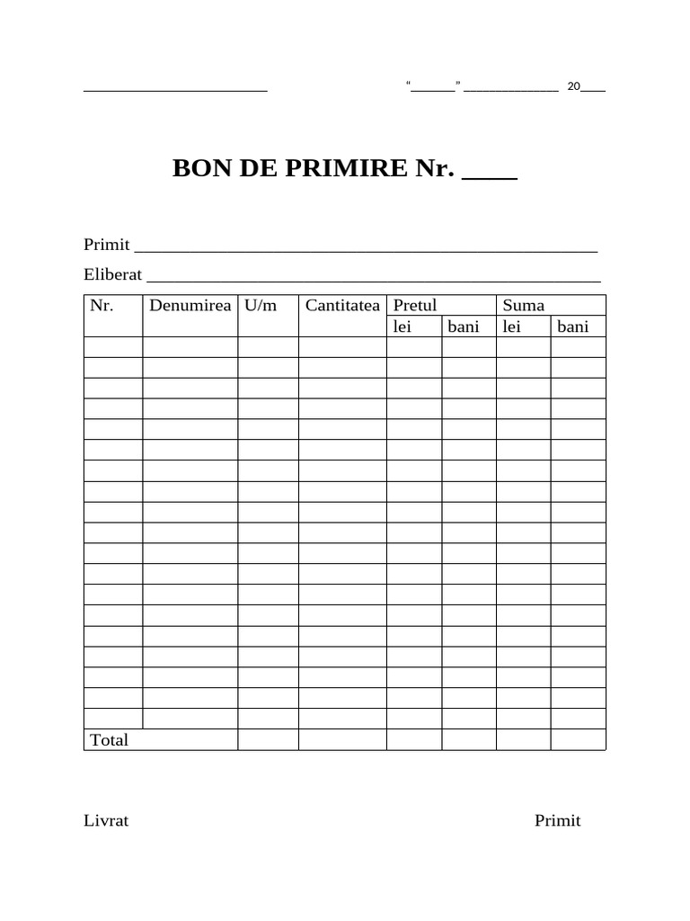 Bon de Consum/primire | PDF