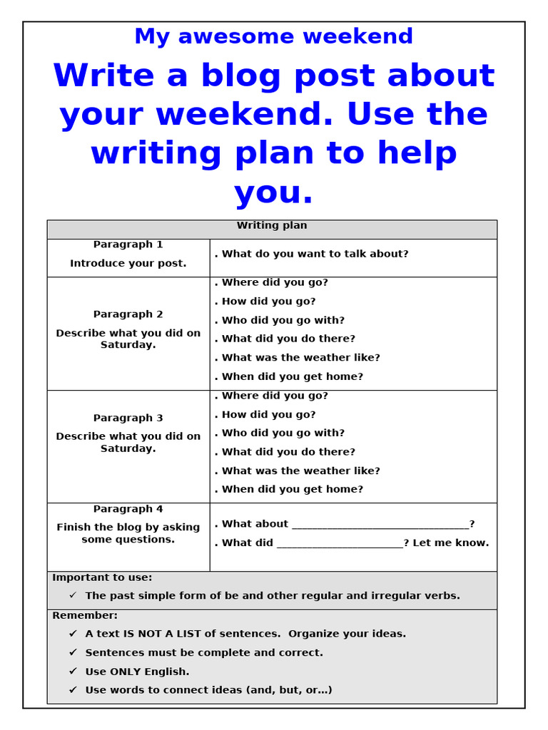Weekend Blog Writing Guide | PDF