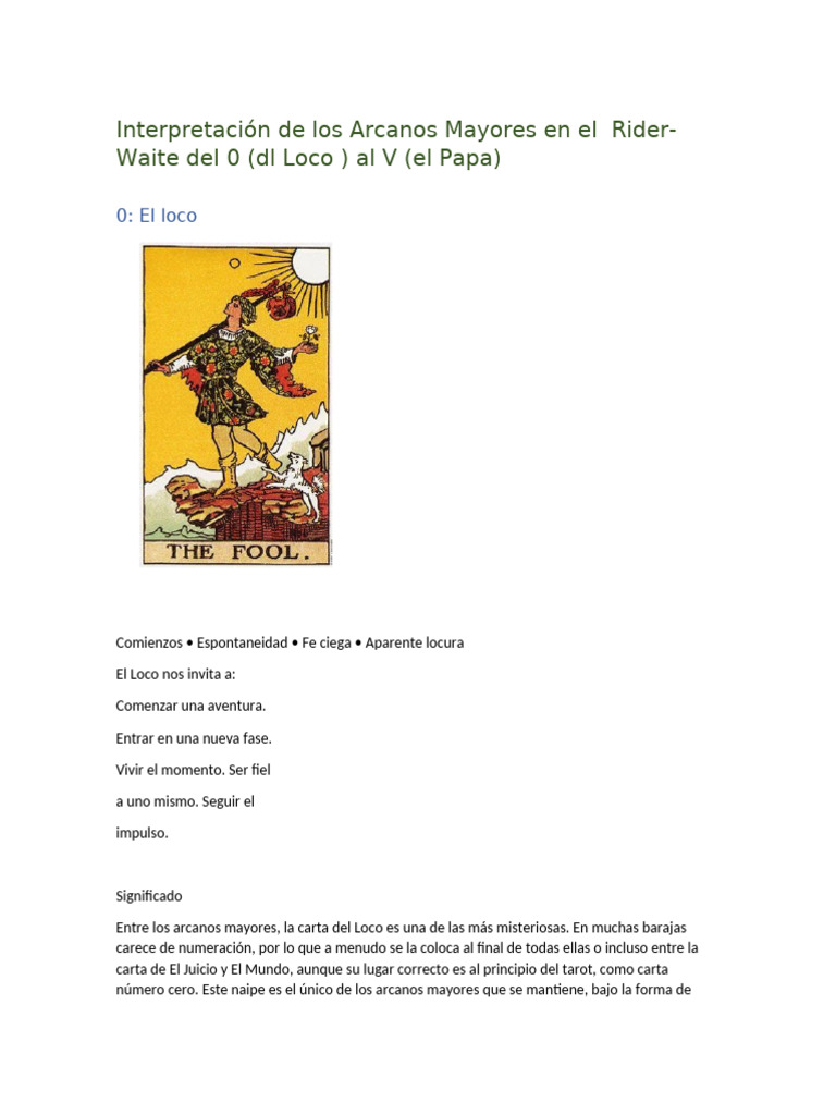 Arcanos Mayores del Tarot Rider-Waite | PDF | Tarot