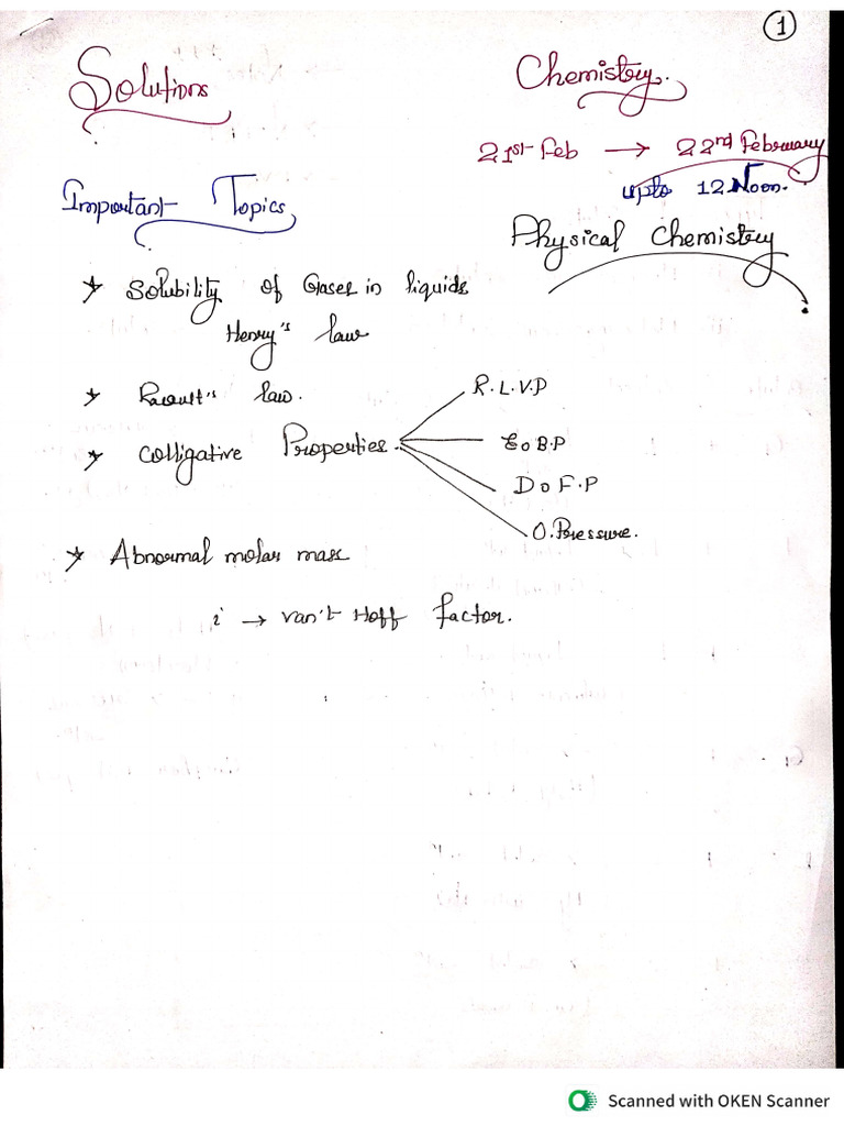 Solution Ncert Short Notes | PDF