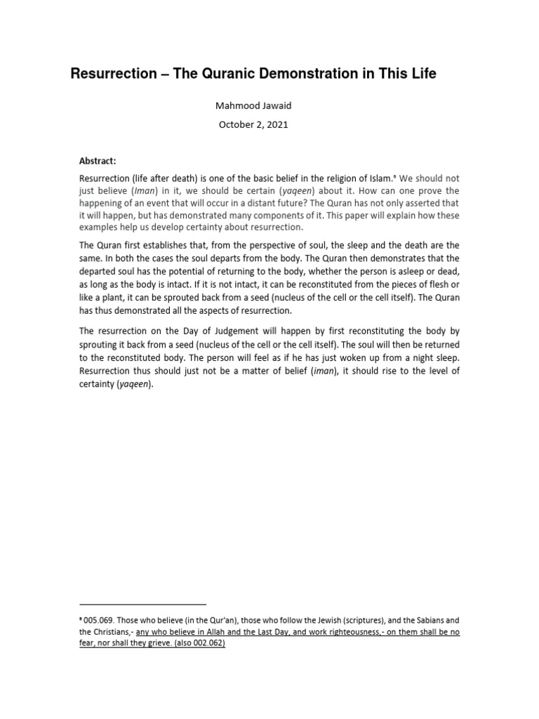 Resurrection The Quranic Demonstration I | PDF | Quran | Islam