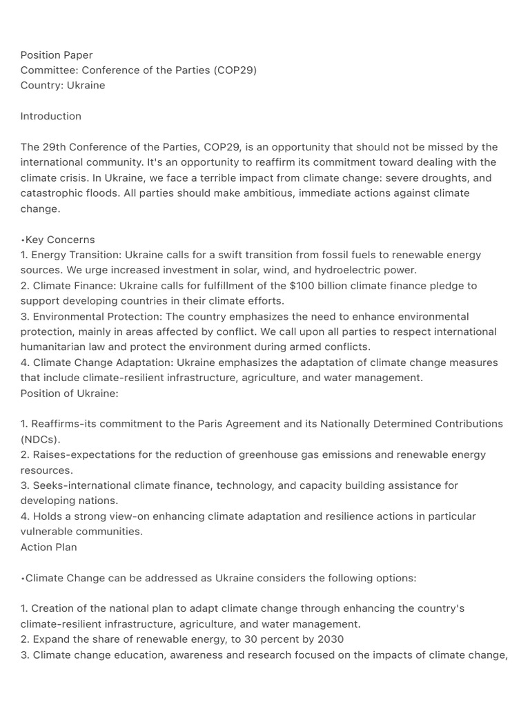 Position Paper 2 | PDF | Climate Change | Climate Resilience