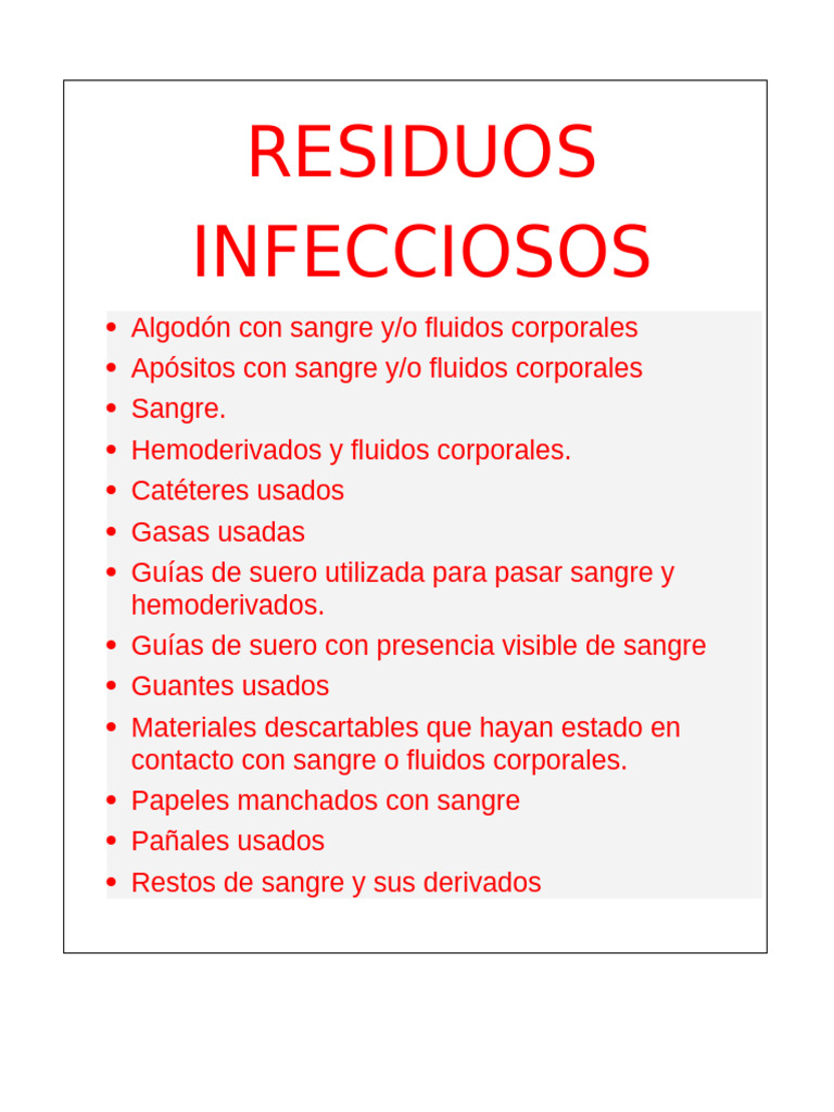 Residuos Infecciosos Clase A 4 Pdf