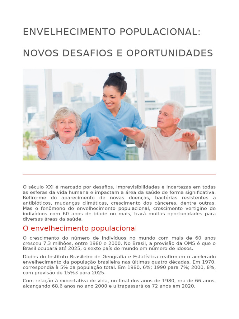 Envelhecimento Populacional: Desafios e Oportunidades | PDF ...