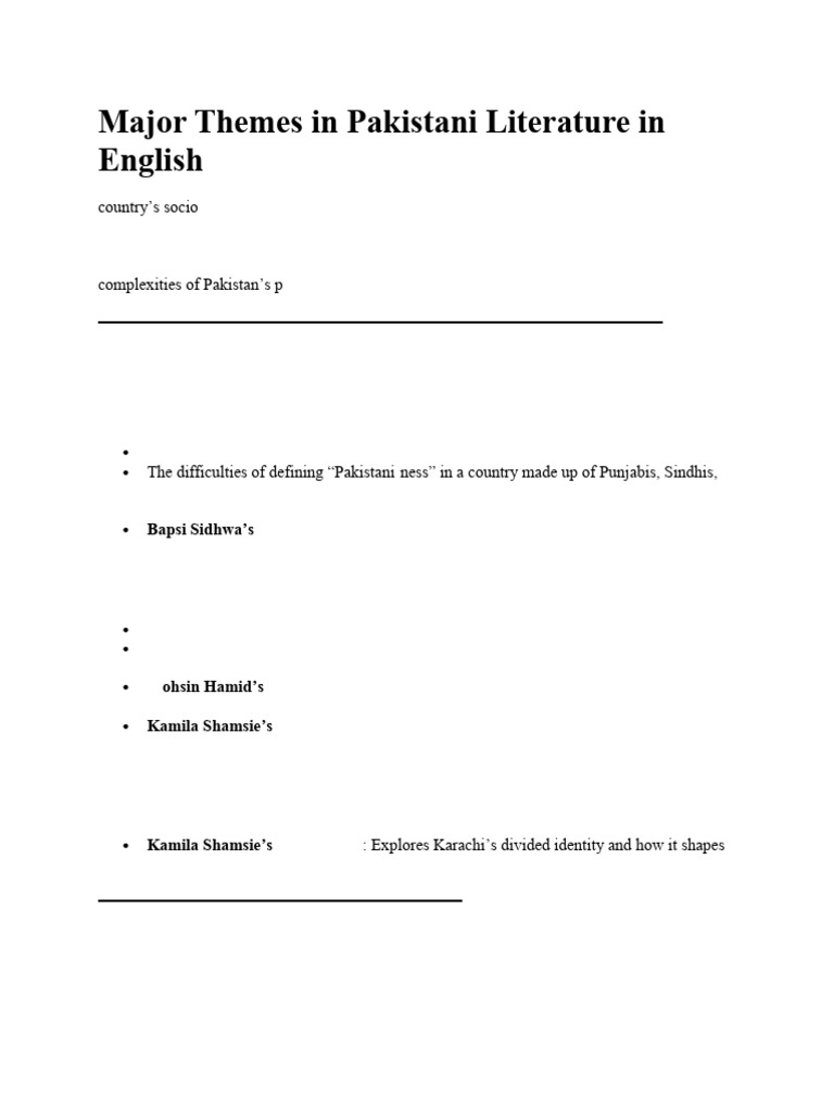 Themes in Pakistani Literature | PDF | Pakistan