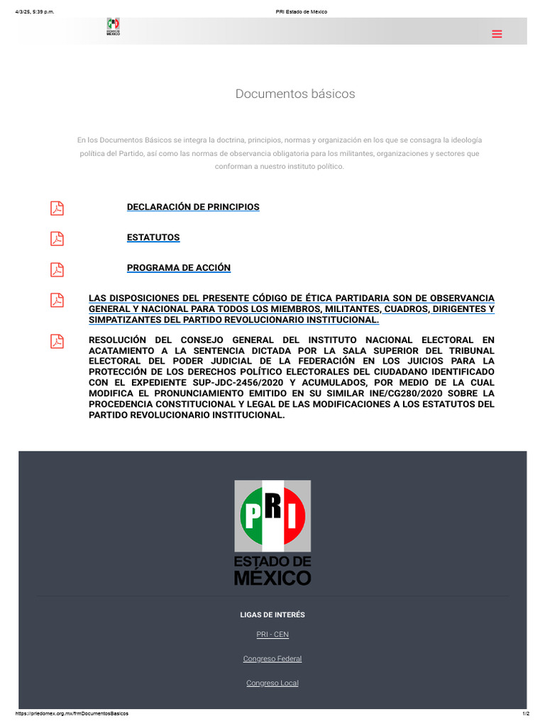 PRI Estado de México | PDF | Partido Revolucionario Institucional | Ley ...