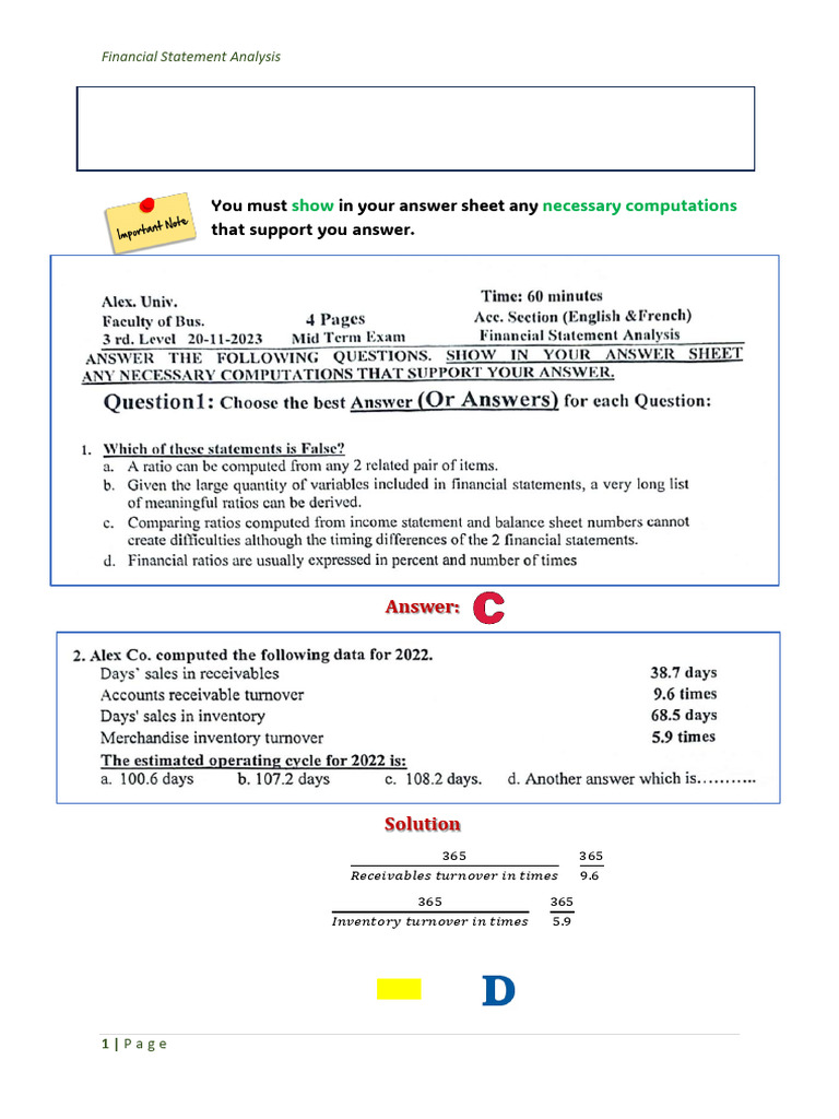 Lecture 06 previous mid term exam solution pdf equity finance