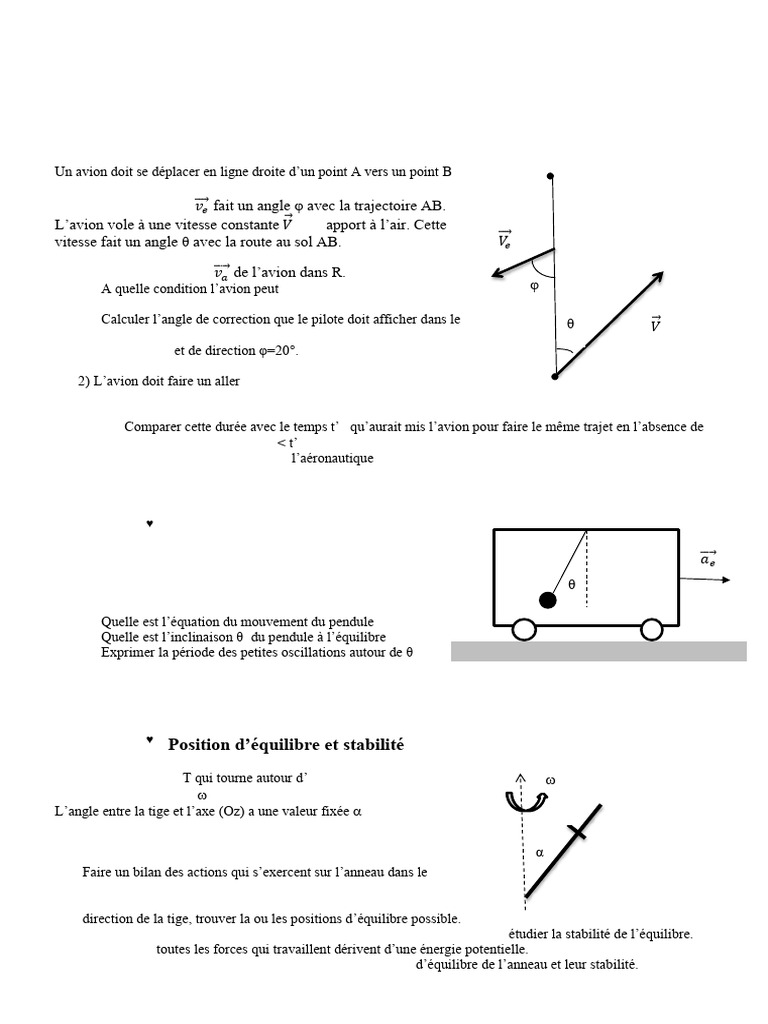 Exercices sur référentiels non galiléens PDF Avion Physique — free download