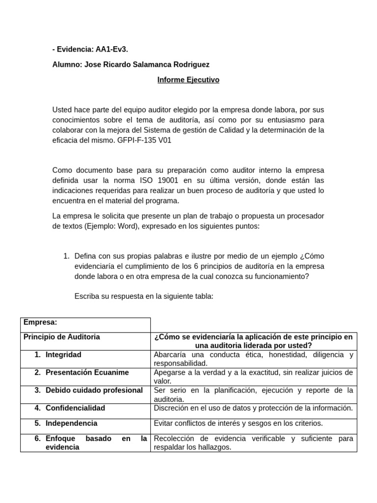 Informe Ejecutivo de Auditoria | PDF | Auditoría | Business