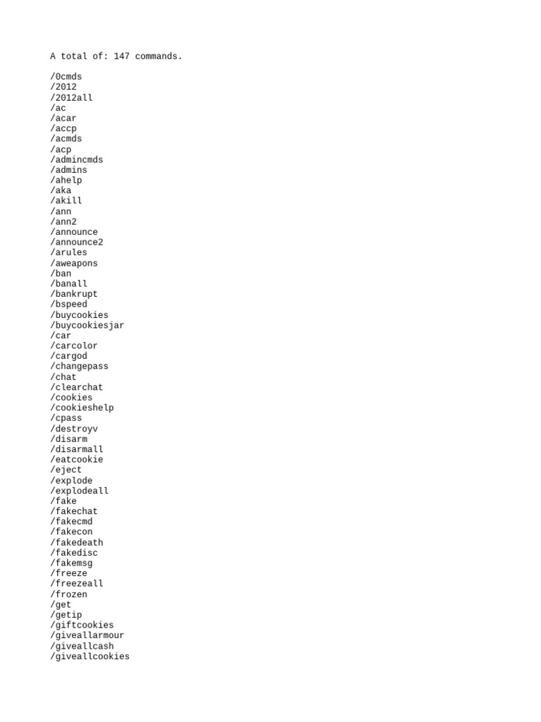 All Commands V1.1 | PDF