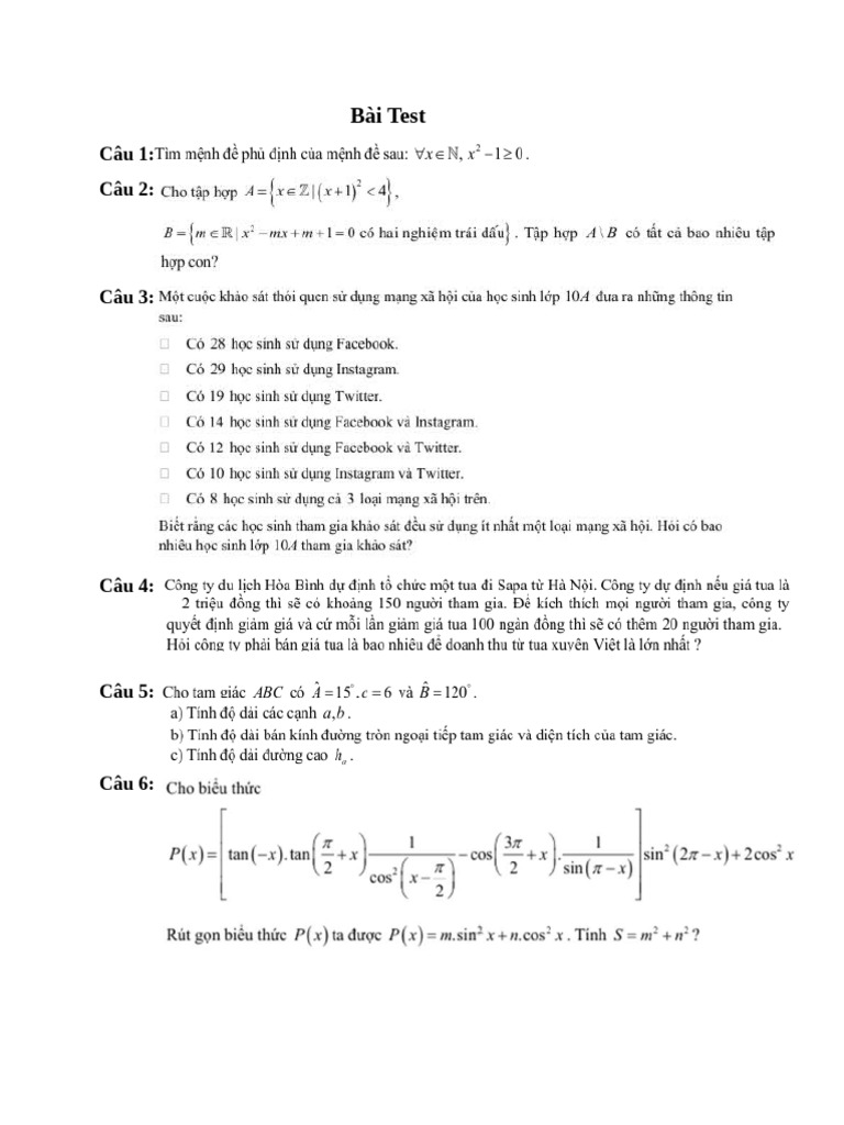 Đề Test - Copy | PDF