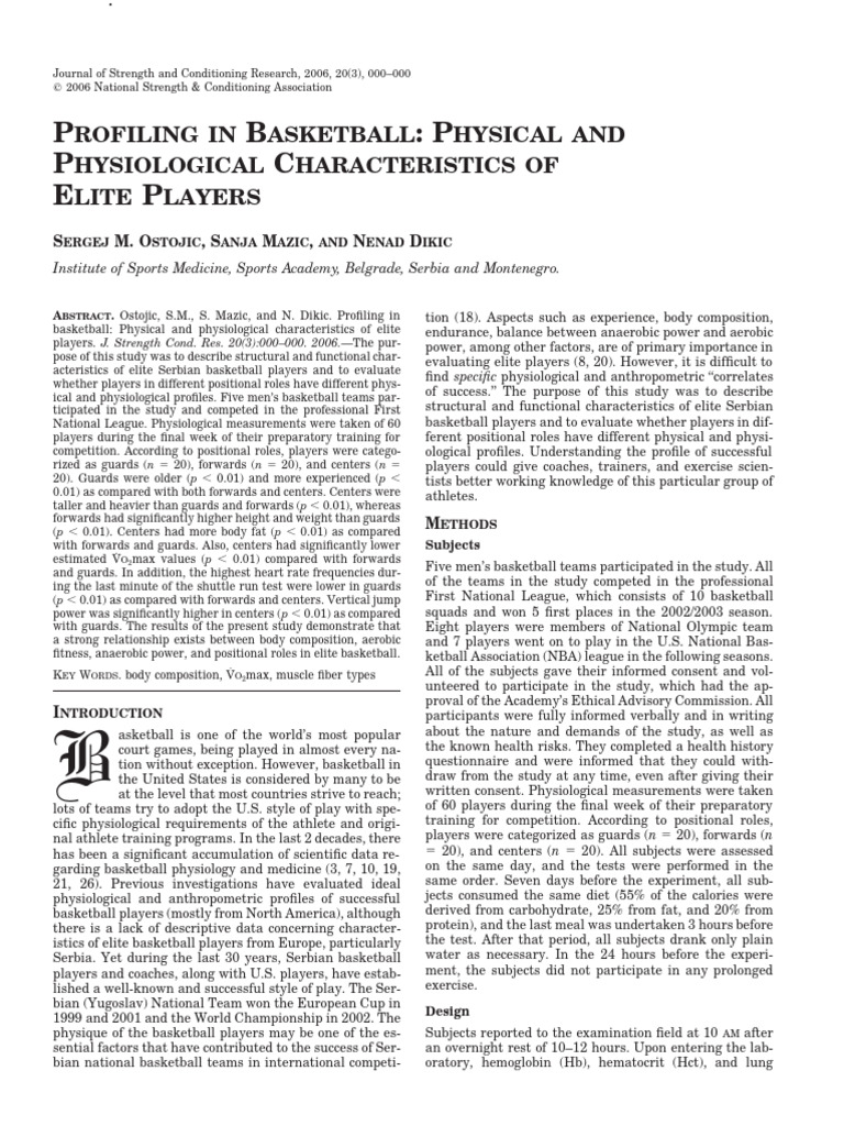 Basketball Player Physical Profiling | PDF | Skeletal Muscle | Heart Rate