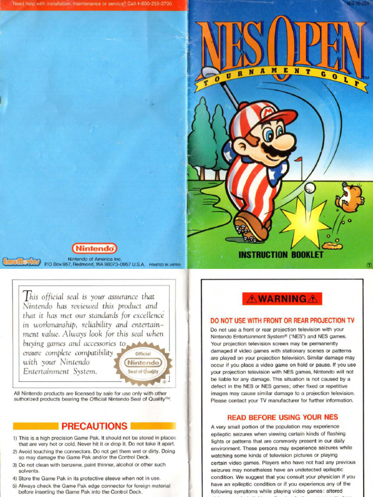 NES Open Tournament Golf Game Manual | PDF