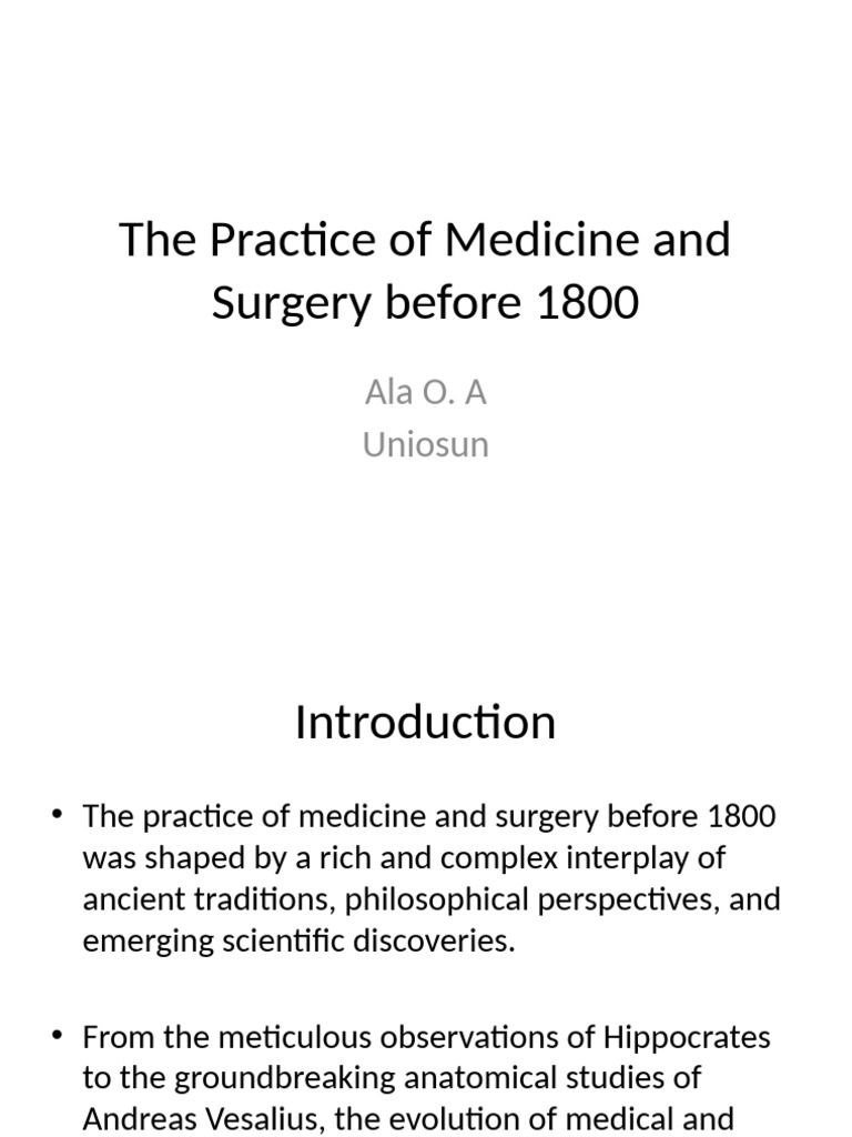History of Medicine Before 1800 | PDF | Medicine | Surgery