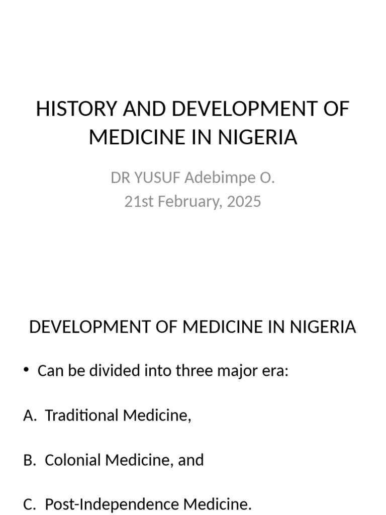 Evolution of Medicine in Nigeria | PDF | Medicine | Health Care