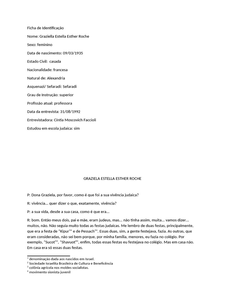 Vivência Judaica de Graziela Roche | PDF | Judeus | Sionismo