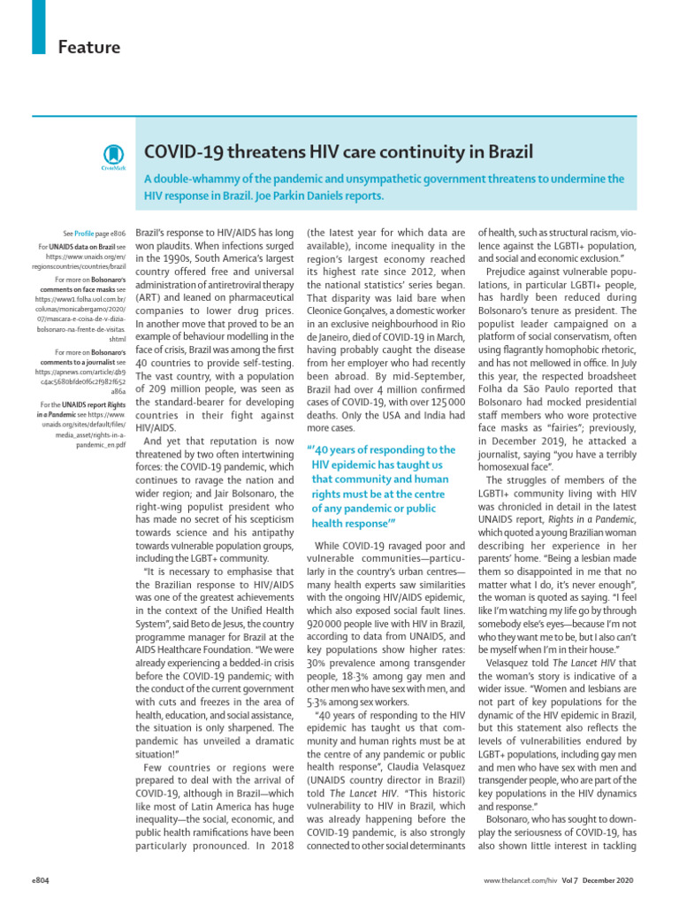 COVID-19's Impact on HIV Care in Brazil | PDF | Joint United Nations ...
