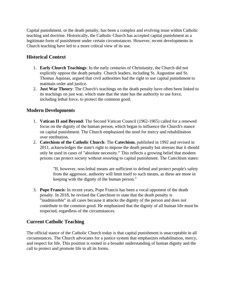 Capital Punishment Catholicsss Pertz | PDF | Religious Belief And ...