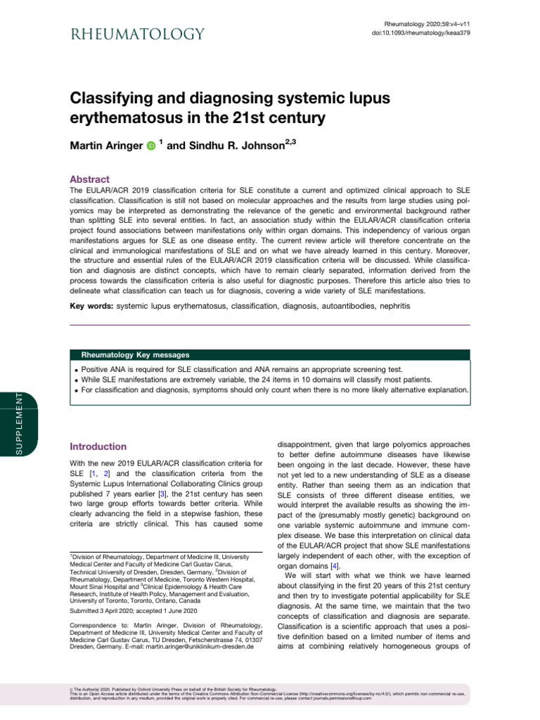 Classifying Systemic Lupus Erythematosus | PDF | Medical Diagnosis ...