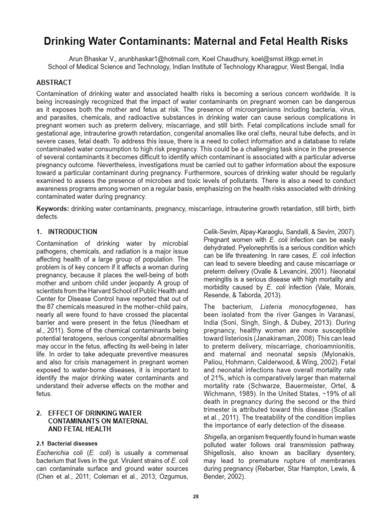 Curated visual reference: Fresh Look at 40 Drinking Water Contaminants Maternal And Fetal Health Risks