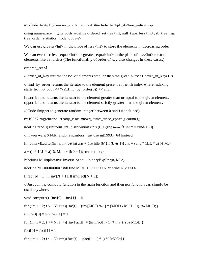 ICPC C++ Template and Functions | PDF | Mathematical Analysis ...