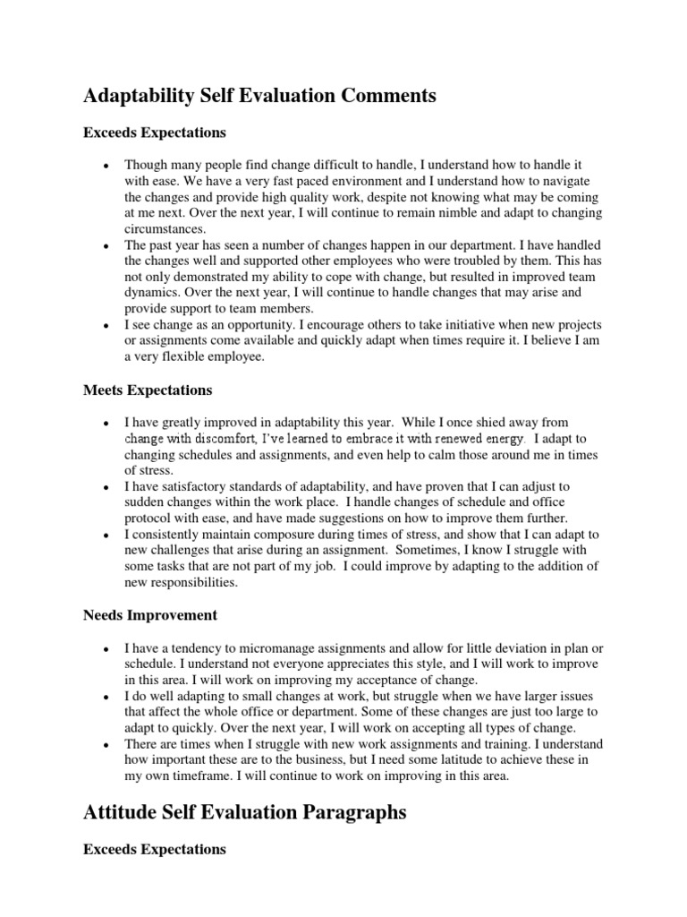 critical thinking self appraisal comments