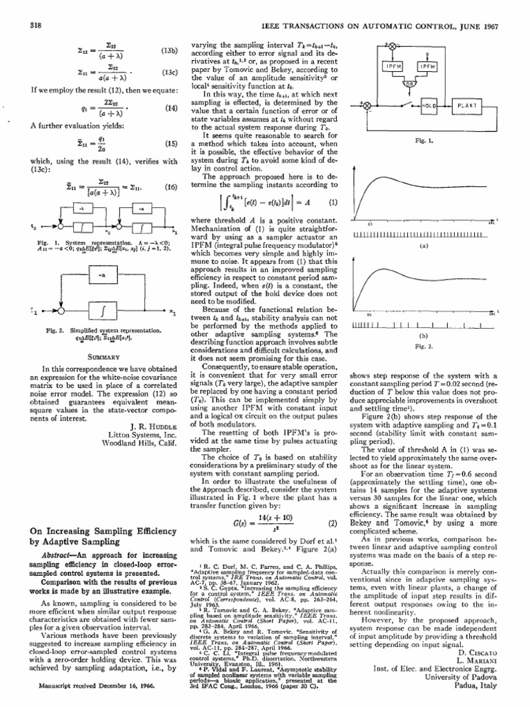 Adaptive Sampling for Control Systems | PDF | Sampling (Signal ...
