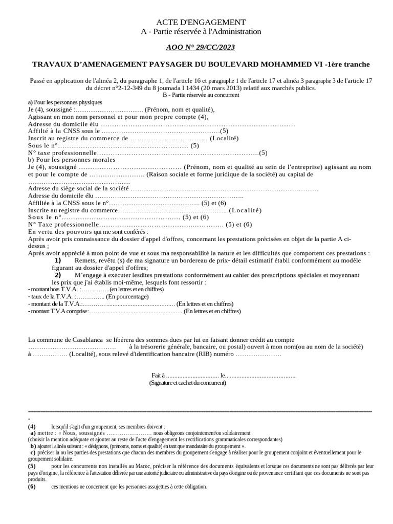 MODELE ACTE D'ENGAGEMENT ET DSH | PDF | Taxe sur la valeur ajoutée