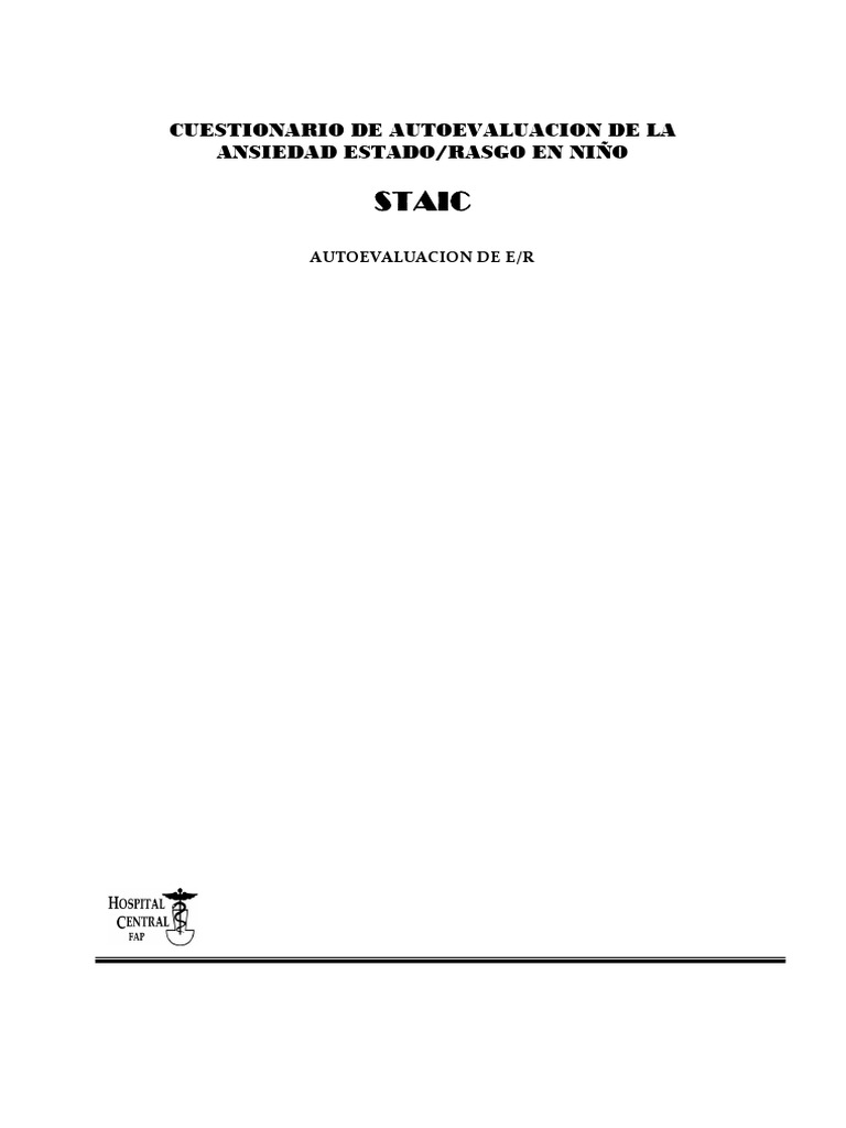 Cuestionario de Ansiedad Infantil STAIC | PDF