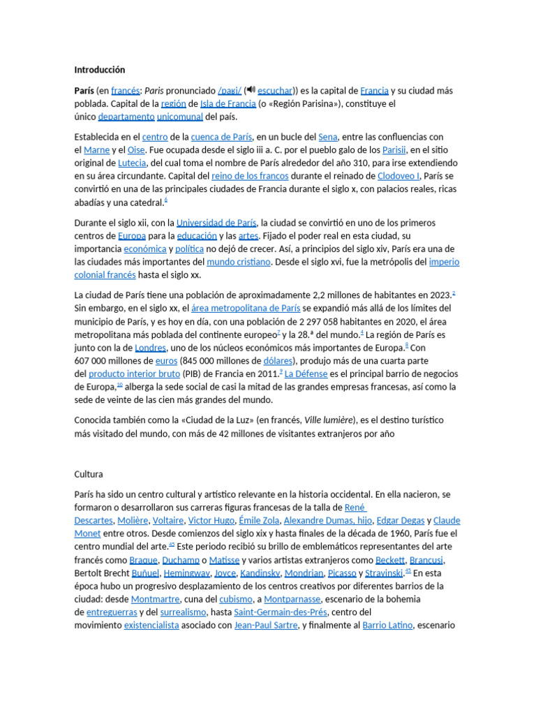 Introducción a París, capital de Francia | PDF | París | Francia