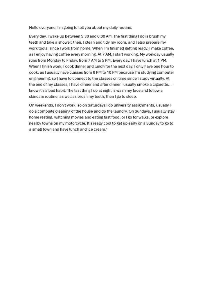 Daily Routine Presentation | PDF | Workweek And Weekend | Eating ...