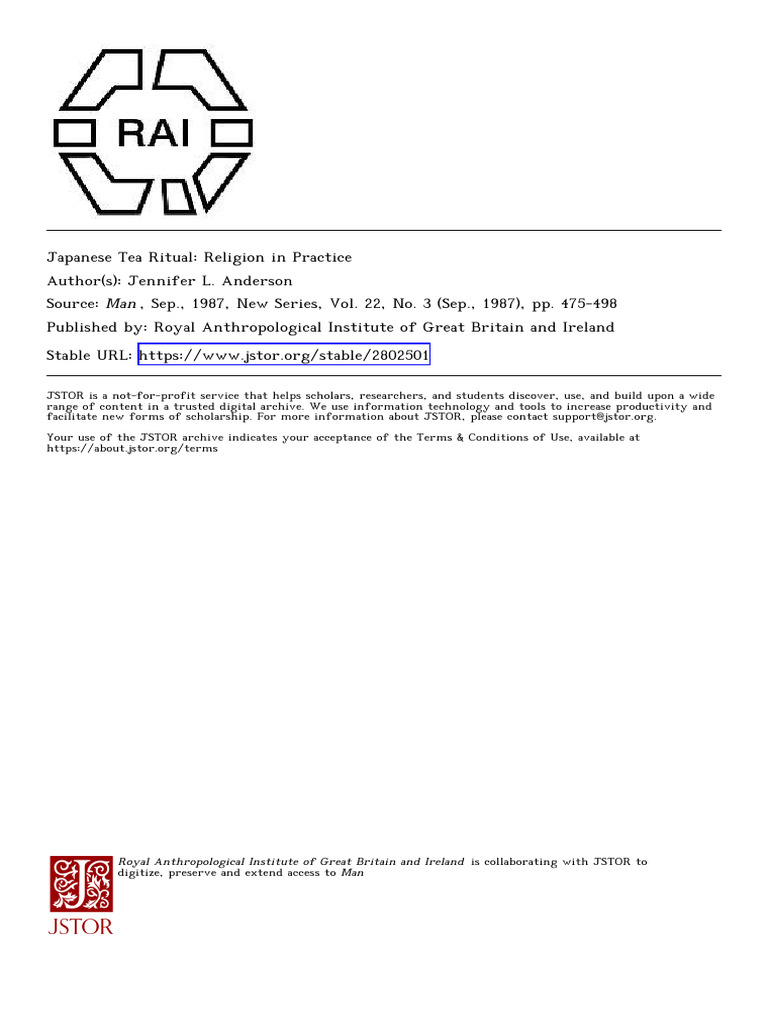 Japanese Tea Ritual as Religious Practice | PDF | Rituals