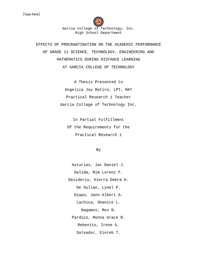 Procrastination's Impact on STEM Students | PDF | Procrastination ...