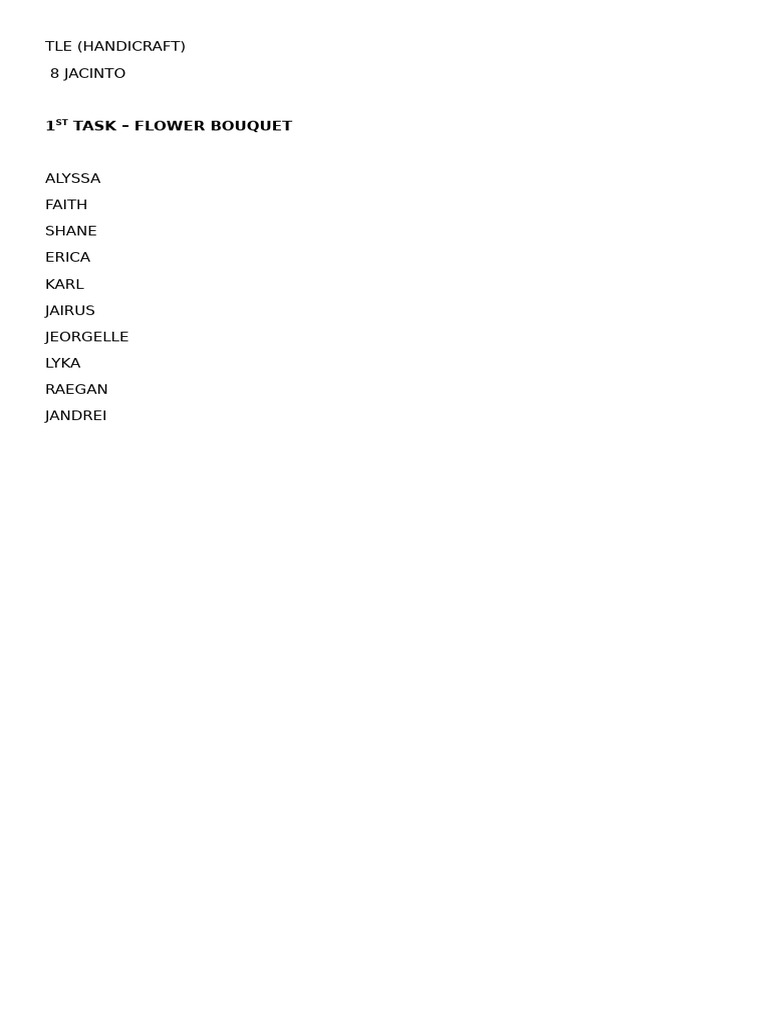 1 Task - Flower Bouquet: Tle (Handicraft) 8 Jacinto | PDF