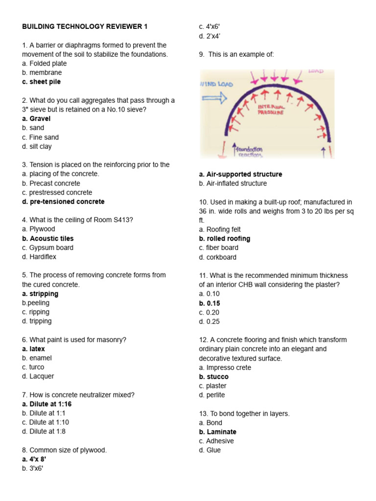 Building Technology Review Questions | PDF | Framing (Construction ...