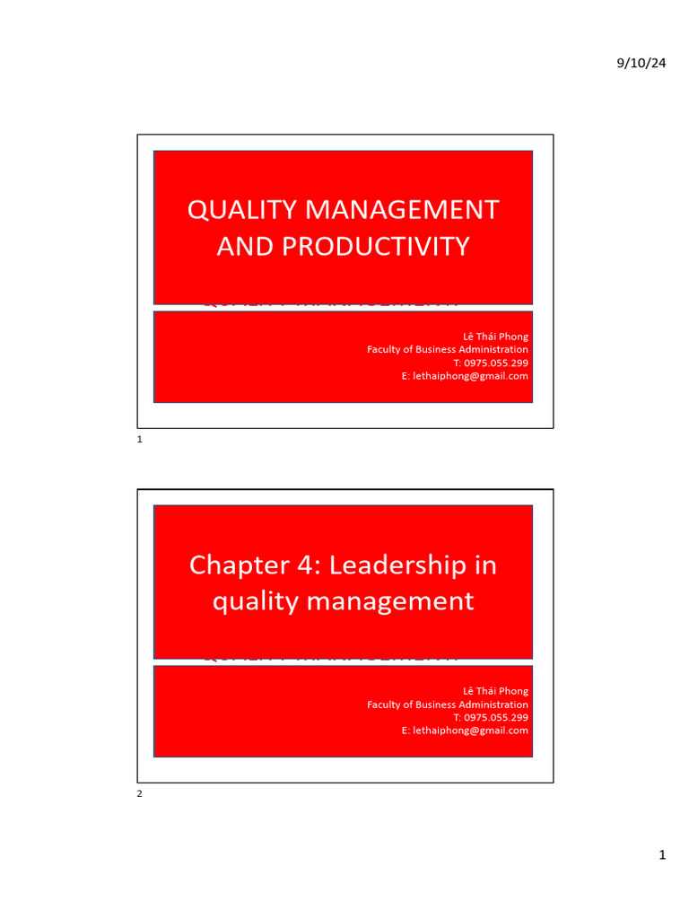 Quality Management Principles and Leadership | PDF | Leadership ...