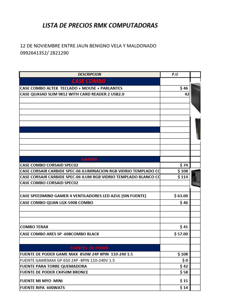 Precios de Componentes RMK Computadoras | PDF | Unidad de estado sólido ...