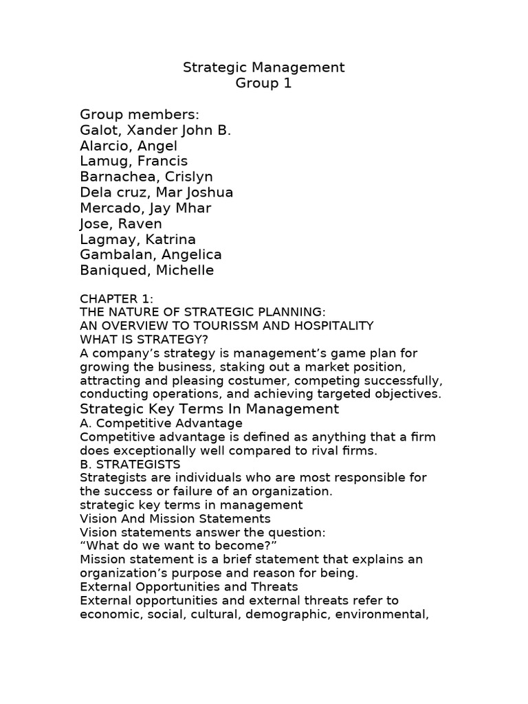 Overview of Strategic Management Concepts | PDF | Strategic Management ...