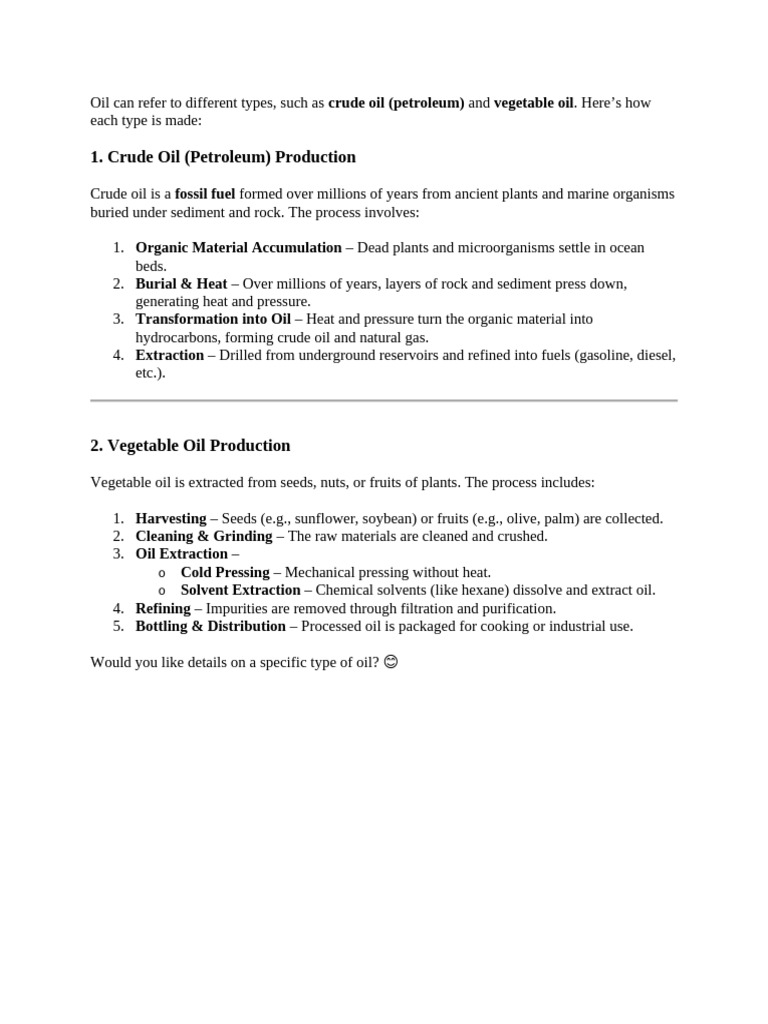 Crude and Vegetable Oil Production Explained | PDF