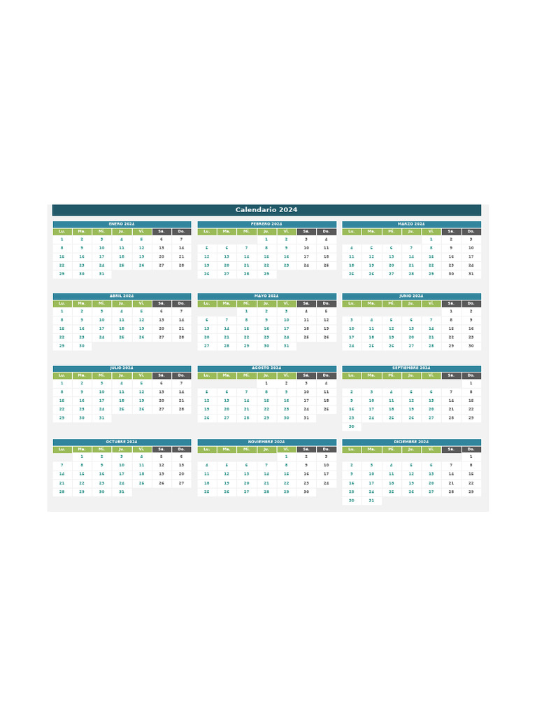 Calendario 2024 Completo y Detallado | PDF